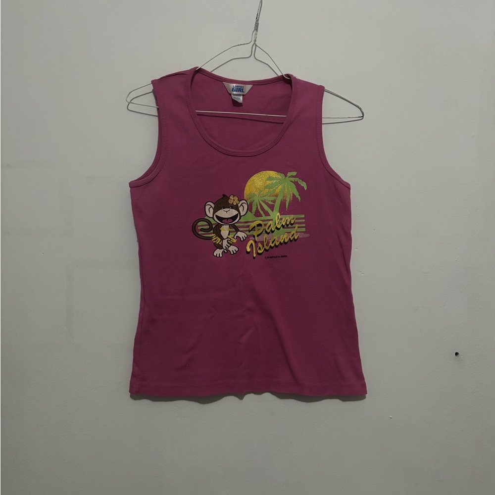 La Senza Girl Pink Sleeveless Top with Monkey and Palm Tree